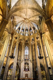 Interior view, La Catedral de la Santa Creu i Santa Eulalia, Barri Gotic, Barcelona, Catalonia,