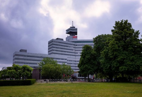 RBB-Hochhaus, Rundfunk Berlin Brandenburg, Logo, Westend, Charlottenburg, Berlin, Germany, Europe