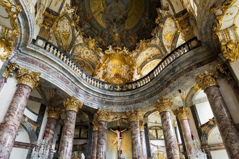 Interior view, Court Church, Wuerzburg Residence, UNESCO World Heritage Site, Wuerzburg, Lower