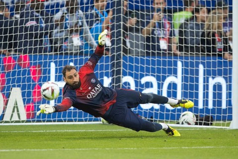 Football match, Gianluigi DONNARUMMA Paris St Germain saves a shot during the pre-match warm-up,