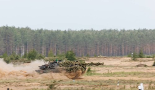 A Leopard 2 main battle tank, photographed during the NATO Steadfast Defender exercise and the