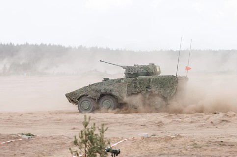 A Boxer armoured transport vehicle, photographed during the NATO Steadfast Defender large-scale