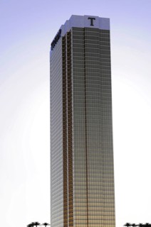 Las Vegas, Nevada, USA, North America, Skyscraper of the Trump Hotel in Las Vegas at sunset,