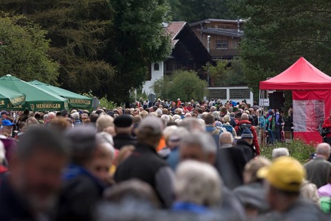 Crowd at the cattle seperation in Bad Hindelang, Allgaeu, Bavaria, Germany, Europe