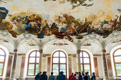 Garden Hall, fresco, ceiling painting by Tiepolo, Wuerzburg Residence, UNESCO World Heritage Site,