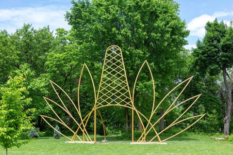 Detroit, Michigan, A sculpture of an African crown by Jordan Weber in the East Canfield Art Park.
