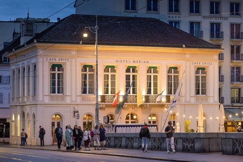 Hotel Merian with Restaurant Brasserie Cafe Spitz, Rheingasse, Basel, Switzerland, Europe