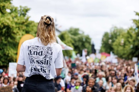 Carla Reemtsma, climate protection activist from Fridays For Future, during a reder for the climate