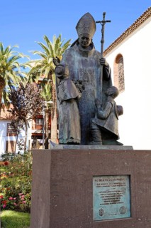 Statue of Pope John Paul II, Plaza de la Conception in the historic centre of San Cristobal de La