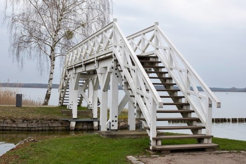 White Bridge, pedestrian bridge, Zierker See, Neustrelitz, Mecklenburg-Vorpommern, Germany, Europe