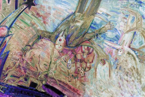 Graffiti on the Berlin Wall in the East Side Gallery, Berlin, Germany, Europe, Abstract graffiti