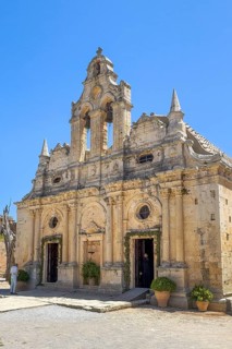 Facade with two doors Tor tor portals bells of two-aisled church built 1587 to 1600 in Arkadi