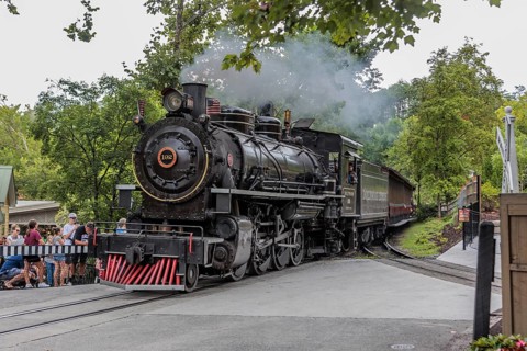 Dollywood Express steam locomotive carries guests throughout the Dollywood amusement park in Pigeon