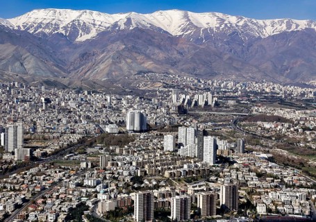 View of the metropolis of Tehran with snow-capped mountains in the background, 25/03/2013, Tehran,