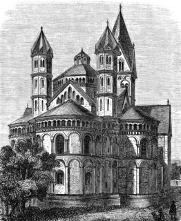 Choir towers of the Basilica of St. Aposteln in Cologne, North Rhine-Westphalia, Germany, church