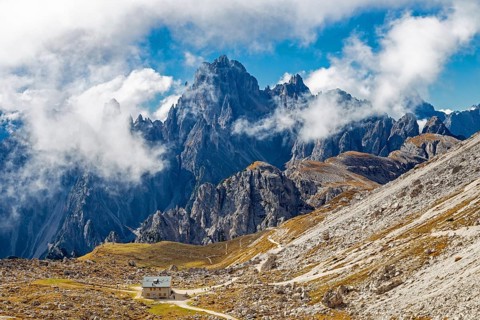 View from the Three Peaks to the Cadini peaks, Dolomites, South Tyrol