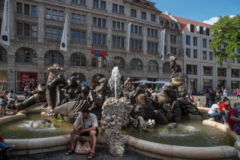 Fountain the marriage carousel, designed after a poem by Hans Sachs, designed by the sculptor