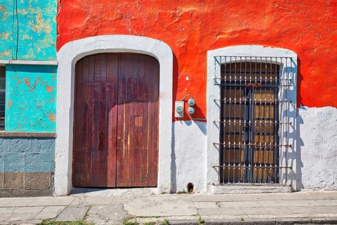 Colorful Puebla streets in historic city center