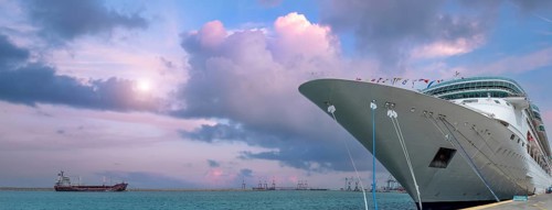Luxury cruise ship in Haifa, Israel. Mediterranean cruise to Greek Islands