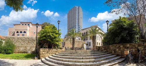 Israel, Tel Aviv historic center Neve Tzedek with art galleries and restaurants, Asia