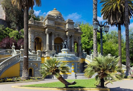 Hidalgo Castle Castillo Hidalgo hill, Santa Lucia Park and city lookout in Santiago de Chile