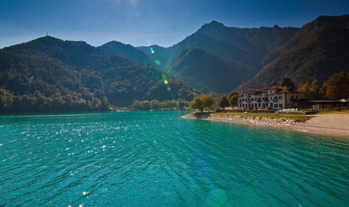 Lago di Ledro, mountain lake in Italy