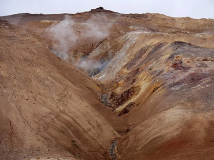 High temperature area Hverarond on the east side of the mountain Namafjall in Iceland