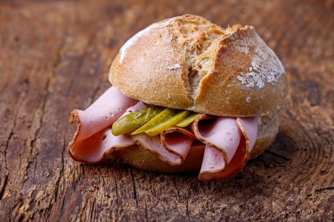 Bavarian meatloaf bun on wood
