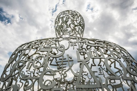 Würth Museum 2, sculpture We by Jaume Plensa, typography, letters, signs, Gaisbach, Künzelsau,