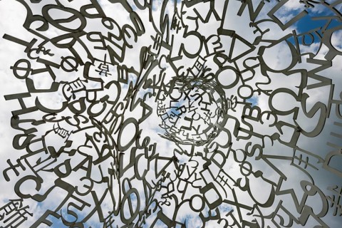 Würth Museum 2, sculpture We by Jaume Plensa, typography, letters, signs, Gaisbach, Künzelsau,