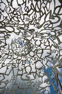 Würth Museum 2, sculpture We by Jaume Plensa, typography, letters, signs, Gaisbach, Künzelsau,