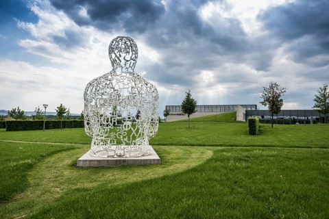 Würth Museum 2, sculpture We by Jaume Plensa, typography, letters, signs, Gaisbach, Künzelsau,