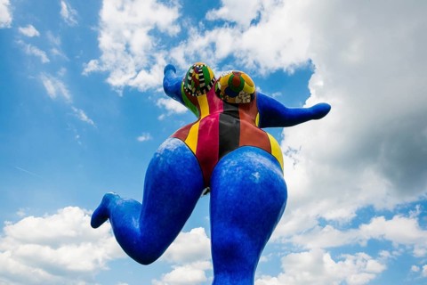 Würth Museum 2, Sculpture Blue Nana by Niki de Saint Phalle, Gaisbach, Künzelsau,