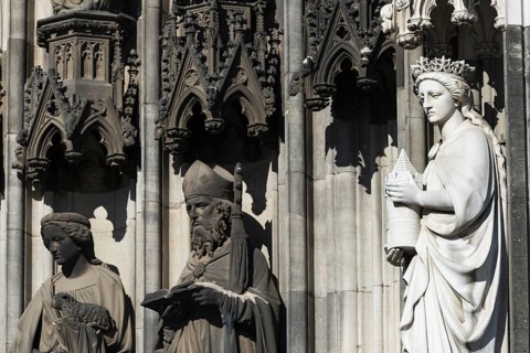 Detail of the Passion portal, south transept façade, Cologne Cathedral, Cologne, North