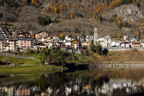 Village Carona in autumn, italian Alps, Lombardy, Italy, Europe