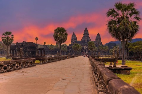 Bloody red dawn at Angkor Wat