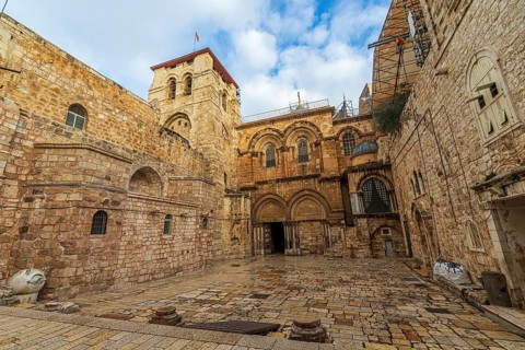 Main entrance to the Church of the Holy Sepulchre