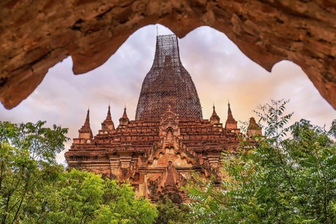 The old ruins in the landscape of Bagan