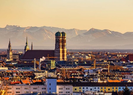 Famous Frauenkirche landmark on a day with Foehn winds