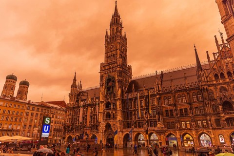 Rare meteorilogical event: Sahara sand turning the sky orange