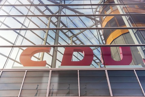 CDU letters for the Christlich Demokratische Union, logo at their offices in the german capital
