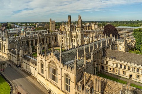 Aerial view of the All Souls College of Oxford University