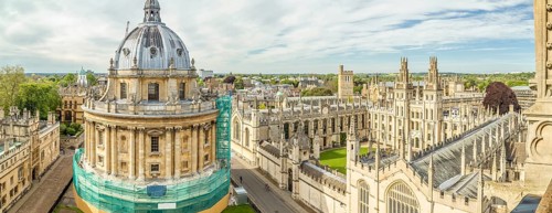 Panoramic aerial view of All Souls College, Oxford University, Oxford in a beautiful summer day,