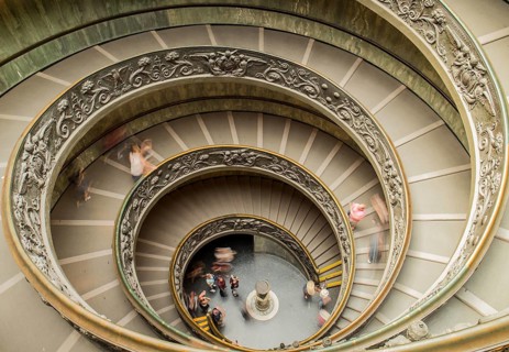 Spiral staircase in Vatican Museum, daytime