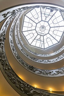 Spiral staircase in Vatican Museum, daytime