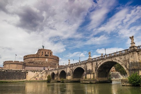 Saint Angelo castle and bridge over the Tiber river
