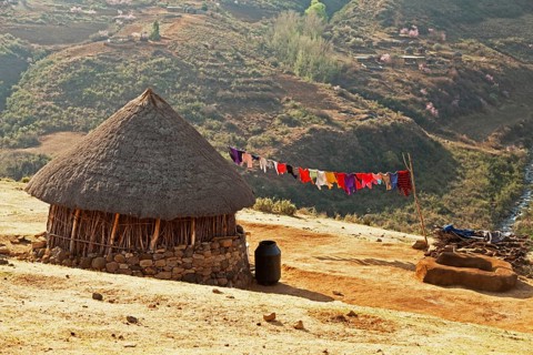 Colourful clothes drying in the sun
