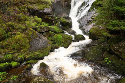 Triberg waterfall in the Black Forest, highest fall in Germany, Gutach river plunges over seven