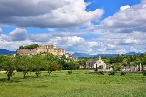 The castle in Grignan in the Département of Drôme in the Auvergne-Rhône-Alpes region, France,
