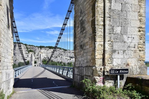 The Pont du Robinet bridge over the River Rhône connects Viviers, in the Département of Ardèche,